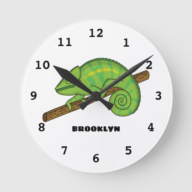 Parson's chameleon illustration round clock (Front)