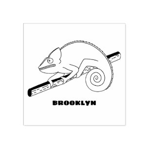 Parson's chameleon illustration rubber stamp