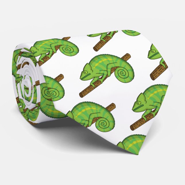 Parson's chameleon illustration tie (Rolled)