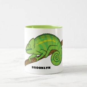 Parson's chameleon illustration Two-Tone coffee mug