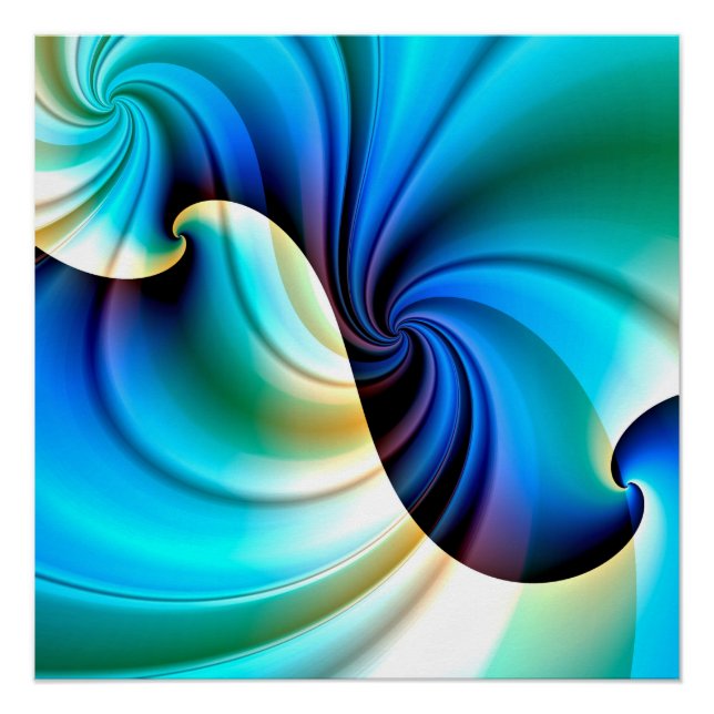 Part of a Wave (turquoise-ultramarine yellow) Poster (Front)