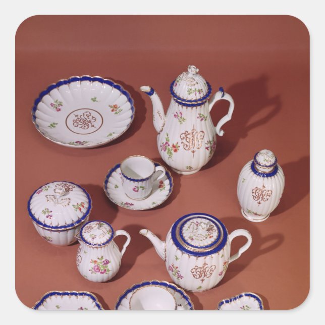 Part of a Worcester monogrammed tea service Square Sticker (Front)