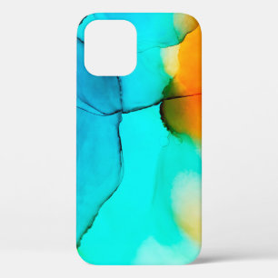 Part of alcohol ink painting, macro photo, abstrac iPhone 12 case