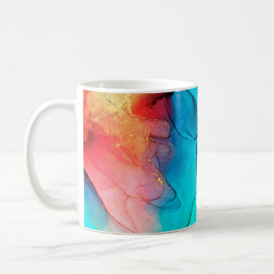 Part of alcohol ink painting, macro photo, abstrac coffee mug