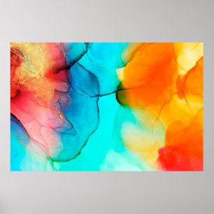 Part of alcohol ink painting, macro photo, abstrac poster