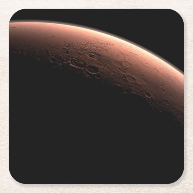 Part Of Mars At The Boundary Of Light And Dark. Square Paper Coaster (Front)