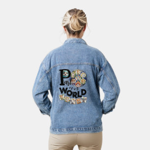 Part of My World Earth Planet Cute Animals Text Denim Jacket