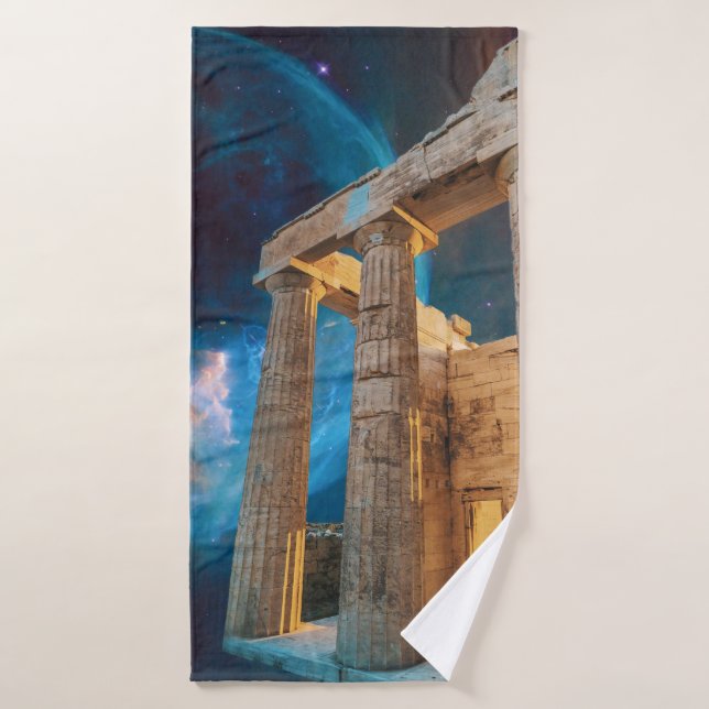 Parthenon Acropolis Greece Meets Space Bath Towel (Bath Towel)
