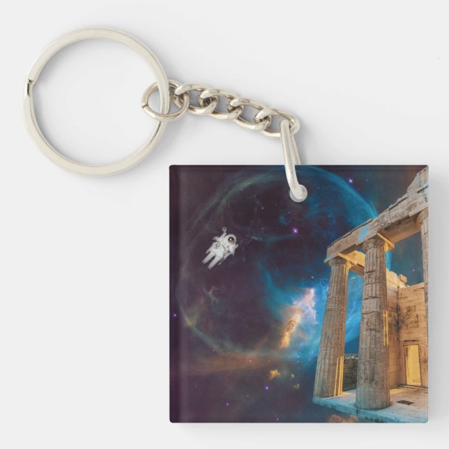 Parthenon Acropolis Greece Meets Space Key Ring (Front)