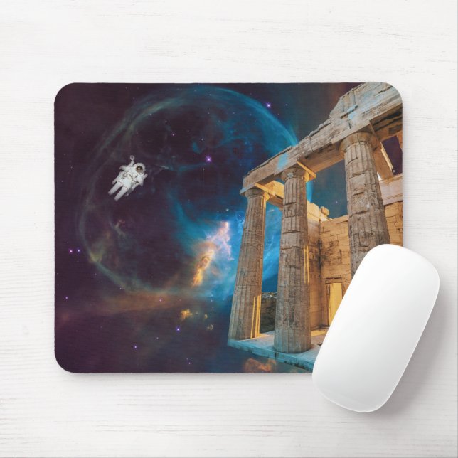 Parthenon Acropolis Greece Meets Space Mouse Pad (With Mouse)