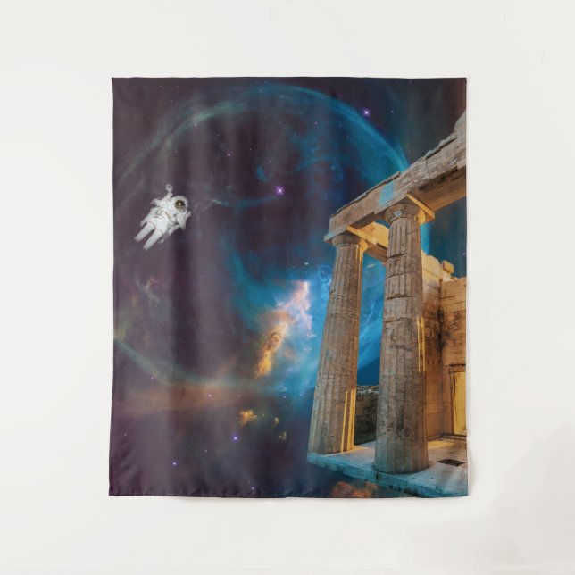Parthenon Acropolis Greece Meets Space Tapestry (Front)