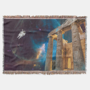 Parthenon Acropolis Greece Meets Space Throw Blanket