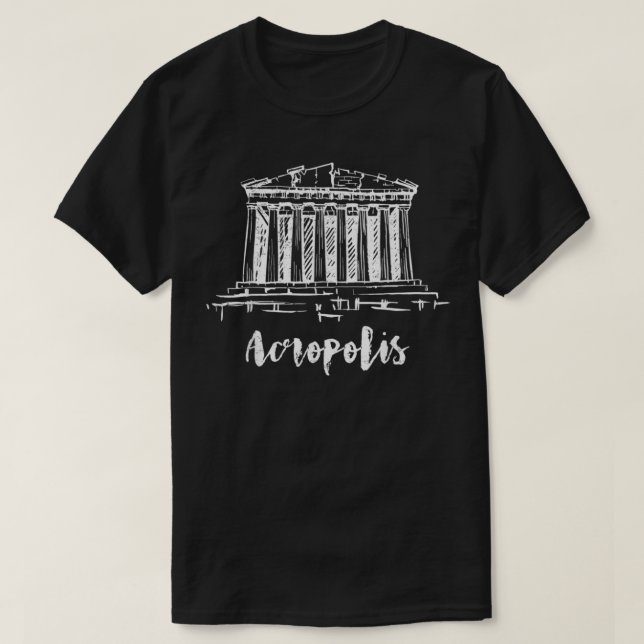 Parthenon Acropolis Of Athens Greece Sketch Sights T-Shirt (Design Front)