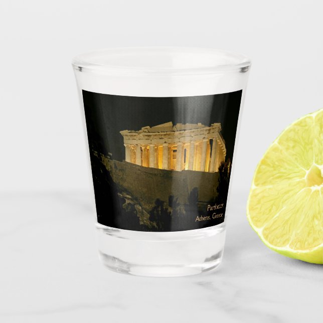 Parthenon at Night Shot Glass (Front)