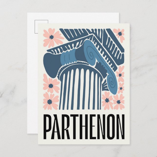 Parthenon Athens Greece abstract travel floral art Postcard (Front/Back)