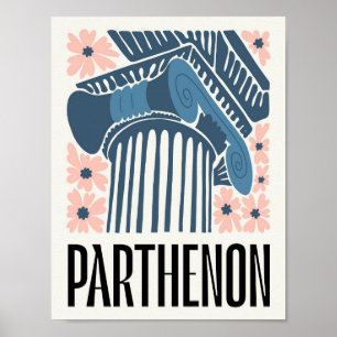 Parthenon Athens Greece abstract travel floral art Poster