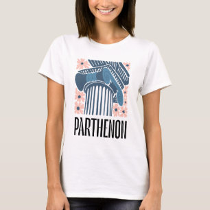Parthenon Athens Greece abstract travel floral art T-Shirt