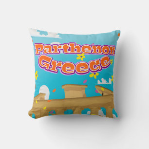 Parthenon Greece travel poster. Cushion