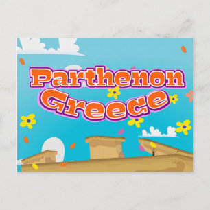 Parthenon Greece travel poster. Postcard