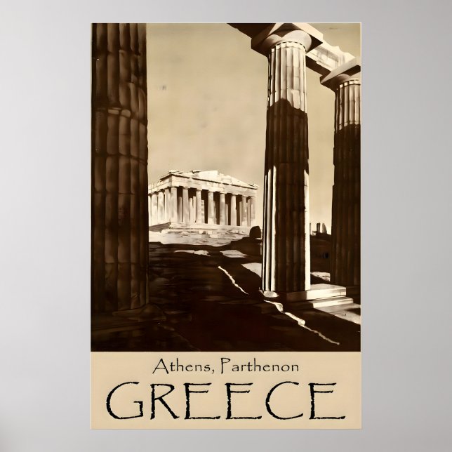 Parthenon Print Athens Art Greece Travel Poster (Front)