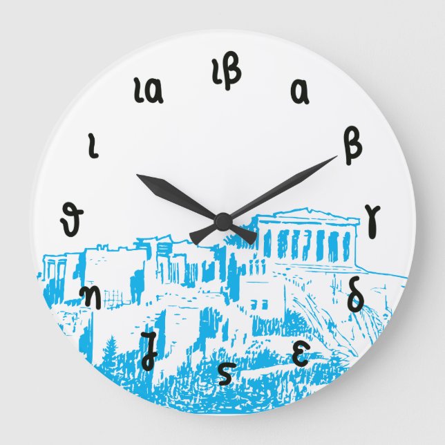 Parthenon Time - Greek Numerals & the Acropolis Large Clock (Front)