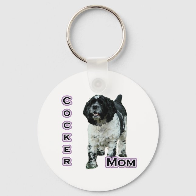 Parti Cocker Spaniel Mum; Mum of Cocker Spaniel Key Ring (Front)