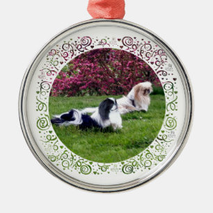 Parti-Colour Pekingese Dogs Metal Ornament