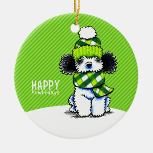 Parti Poodle Scarf Christmas Happy Howl-i-days Ceramic Tree Decoration