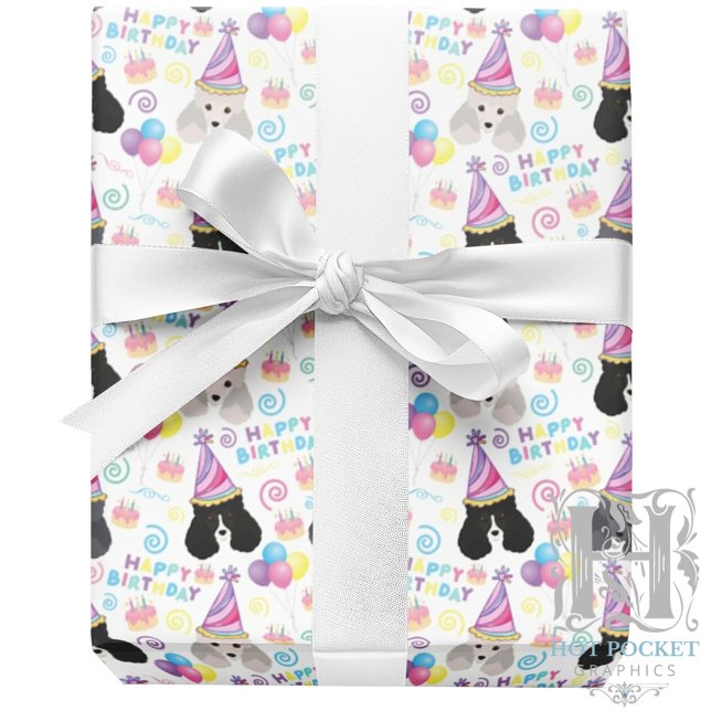 Parti Poodle Wrapping Paper in White (Creator Uploaded)