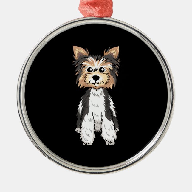 Parti Yorkie Cute Art Metal Ornament (Front)