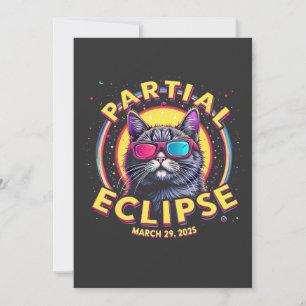 Partial Eclipse 2025 Cat Astronomy KItten Lovers Holiday Card