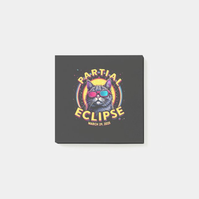 Partial Eclipse 2025 Cat Astronomy KItten Lovers Post-it Notes (Front)
