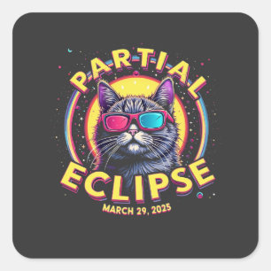 Partial Eclipse 2025 Cat Astronomy KItten Lovers Square Sticker