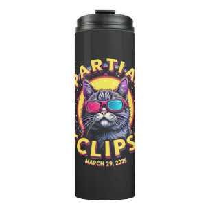Partial Eclipse 2025 Cat Astronomy KItten Lovers Thermal Tumbler