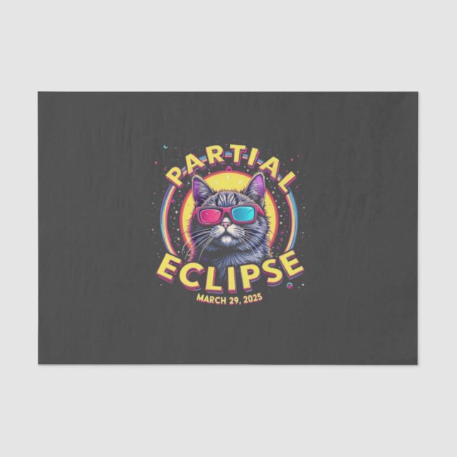 Partial Eclipse 2025 Cat Astronomy KItten Lovers Tissue Paper (Front)