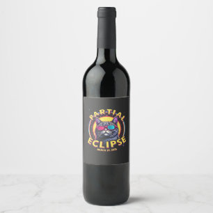 Partial Eclipse 2025 Cat Astronomy KItten Lovers Wine Label