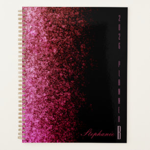 Partial pink glitter gradient and black chic 2026 planner