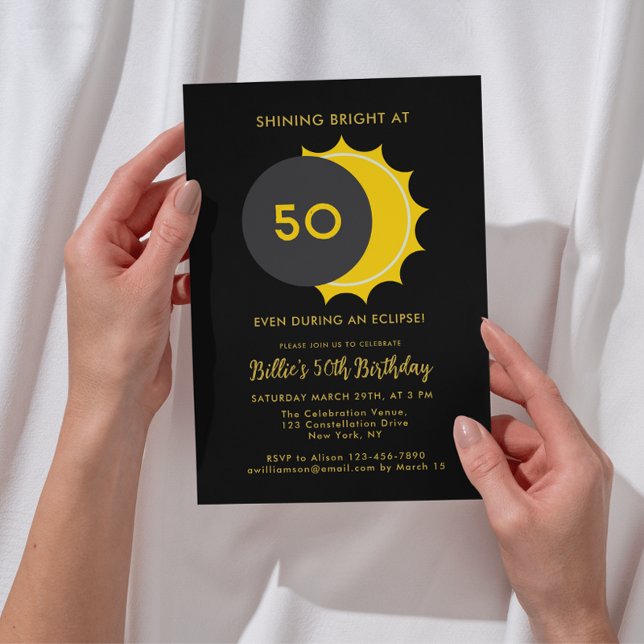 Partial Solar Eclipse 2025 50th Birthday Party Invitation (Creator Uploaded)