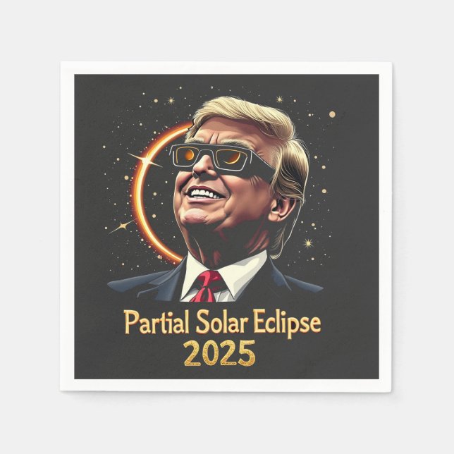 Partial Solar Eclipse 2025 Astronomy Trump  Napkin (Front)