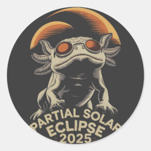 Partial Solar Eclipse 2025 Axolotl Ammph Classic Round Sticker