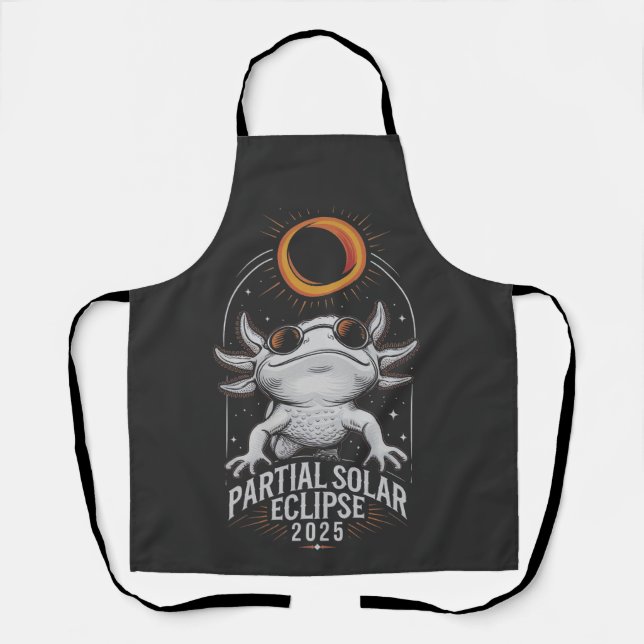 Partial Solar Eclipse 2025 Axolotl Amphibian  Apron (Front)
