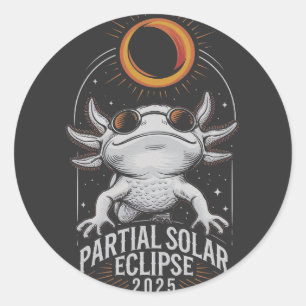 Partial Solar Eclipse 2025 Axolotl Amphibian Classic Round Sticker