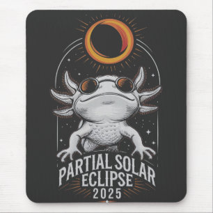 Partial Solar Eclipse 2025 Axolotl Amphibian  Mouse Pad