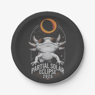 Partial Solar Eclipse 2025 Axolotl Amphibian  Paper Plate