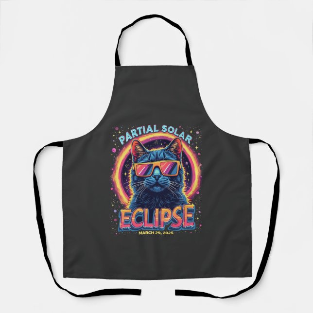 Partial Solar Eclipse 2025 Cat Kitten  Apron (Front)