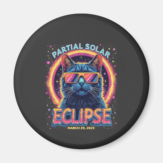 Partial Solar Eclipse 2025 Cat Kitten  Magnet (Front)