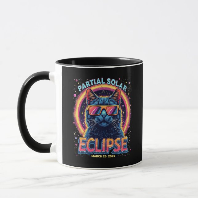Partial Solar Eclipse 2025 Cat Kitten  Mug (Left)