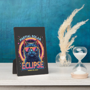 Partial Solar Eclipse 2025 Cat Kitten Plaque