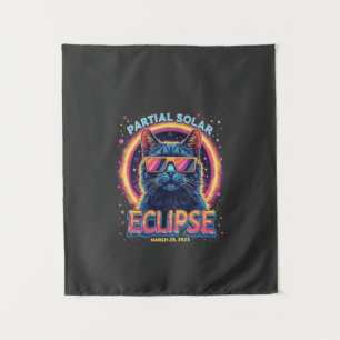 Partial Solar Eclipse 2025 Cat Kitten Tapestry