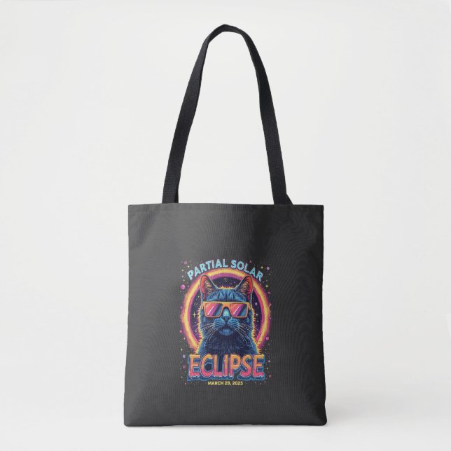 Partial Solar Eclipse 2025 Cat Kitten  Tote Bag (Front)